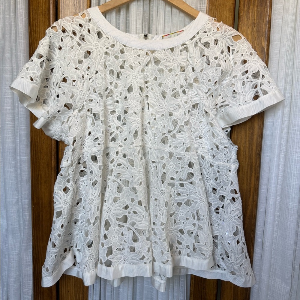 Anthropologie White Lace Women's Top
